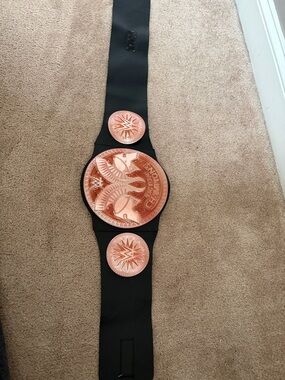 WWE Black Wrist Belt with Rose Gold Medallions